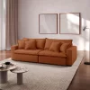 Sofá Cama Aston 4 Lugares Retrátil Reclinável 2,30m  com Molas Ensacadas Veludo Terracota