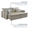 Sofá Cama 220cm Em Madeira Eucalipto Veludo Prata - Image 3