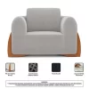 Poltrona Decorativa Living Bloom com Pés de Madeira Bouclê Cinza - Image 6