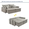 Sofá Cama 220cm Em Madeira Eucalipto Veludo Prata - Image 2