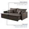 Sofá Cama 220cm Em Madeira Eucalipto Veludo Marrom - Image 3