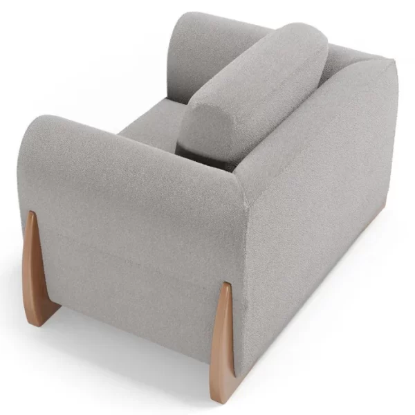 Poltrona Decorativa Living Bloom com Pés de Madeira Bouclê Cinza - Image 5