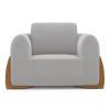 Poltrona Decorativa Living Bloom com Pés de Madeira Bouclê Cinza - Image 7