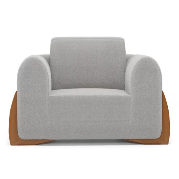 Poltrona Decorativa Living Bloom com Pés de Madeira Bouclê Cinza - Image 7