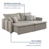 Sofá Cama 220cm Em Madeira Eucalipto Veludo Prata - Image 4