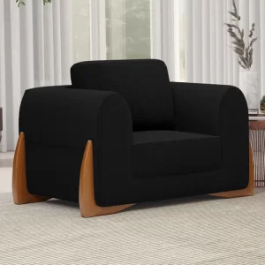 Poltrona Decorativa Living Bloom Bouclê Preto
