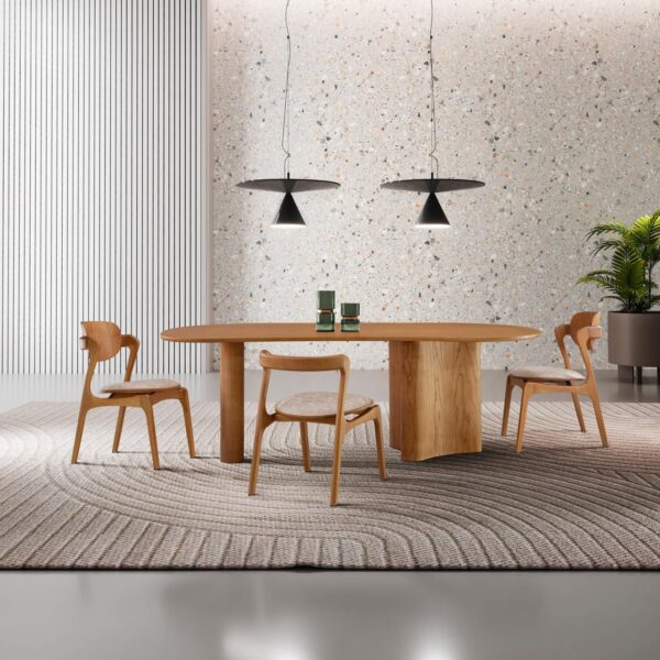 Conjunto Sala de Jantar Mesa Madeira Maciça Maite e 8 Cadeiras Maite Imbuia Natural Mobillare