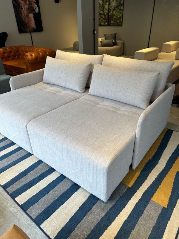 Sofá Cama Barcelona 220cm Em Madeira Eucalipto Linho Cru - Image 7