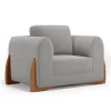 Poltrona Decorativa Living Bloom com Pés de Madeira Bouclê Cinza - Image 3
