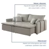 Sofá Cama 220cm Em Madeira Eucalipto Veludo Prata - Image 6