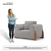 Poltrona Decorativa Living Bloom com Pés de Madeira Bouclê Cinza - Image 2