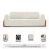 Sofá Living Bloom 180cm 03 Lugares com Pés de Madeira Bouclê Off White - Image 3