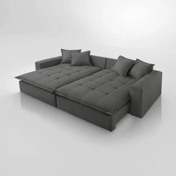 Sofá Cama Aston 3 Lugares Retrátil Reclinável 2,10m com Molas Ensacadas Veludo Grafite - Image 3