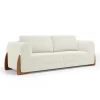 Sofá Living Bloom 180cm 03 Lugares com Pés de Madeira Bouclê Off White - Image 2