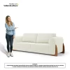 Sofá Living Bloom 180cm 03 Lugares com Pés de Madeira Bouclê Off White - Image 4