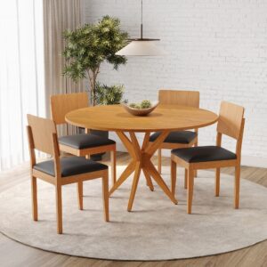 Conjunto Mesa Simpatia Redonda Laminada 108/108 C/4 Cadeiras Jade 01 – JCM Móveis